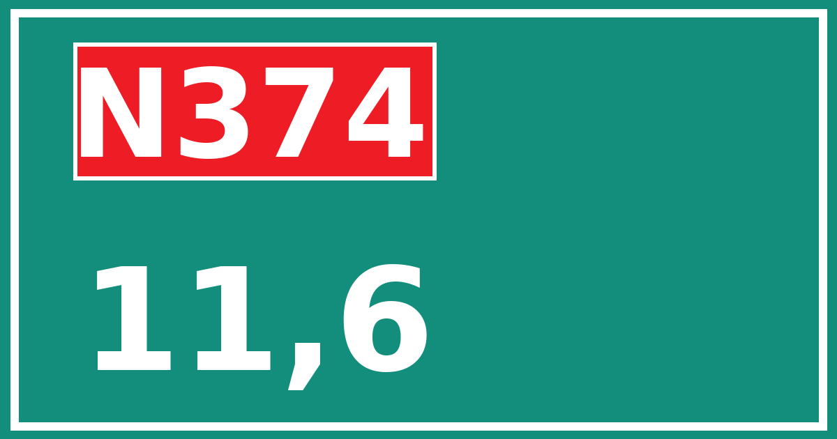 Hectometerbord N374 11,6