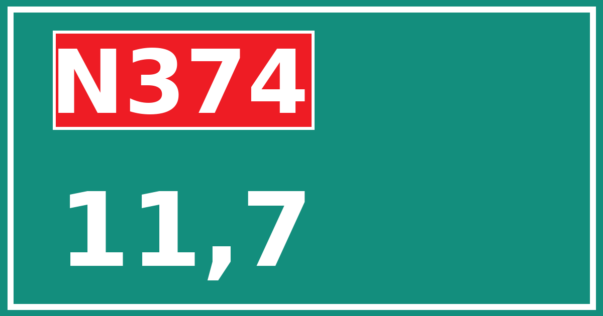 Hectometerbord N374 11,7