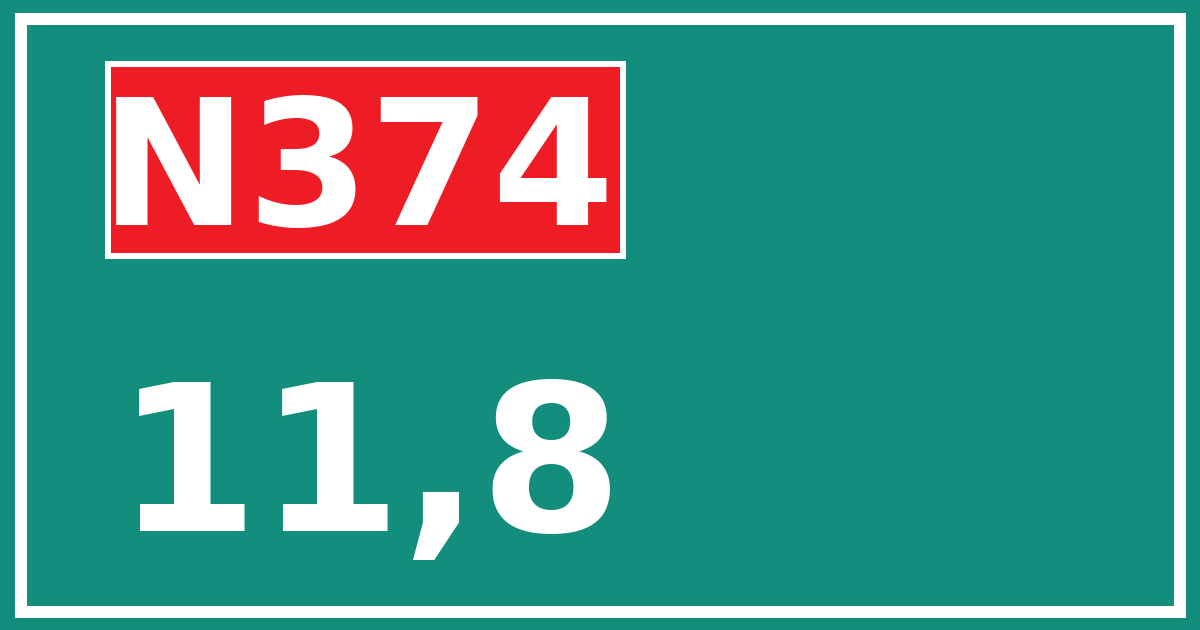 Hectometerbord N374 11,8