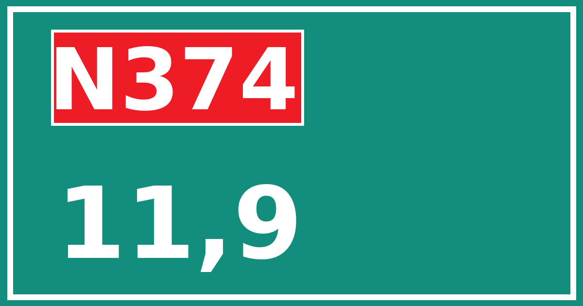 Hectometerbord N374 11,9
