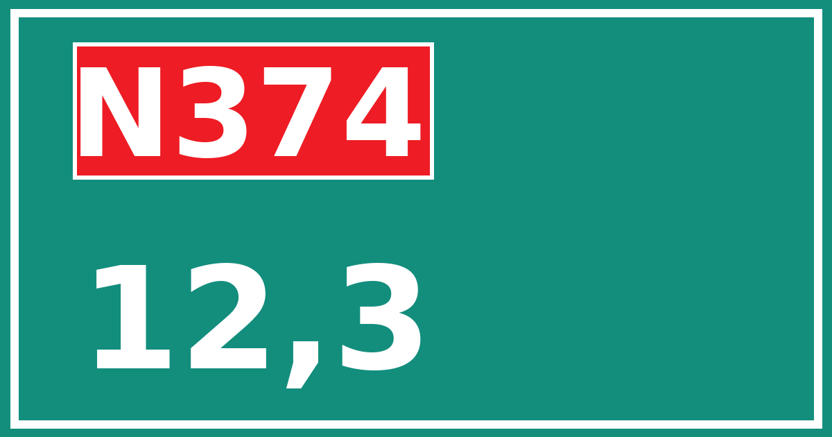 Hectometerbord N374 12,3