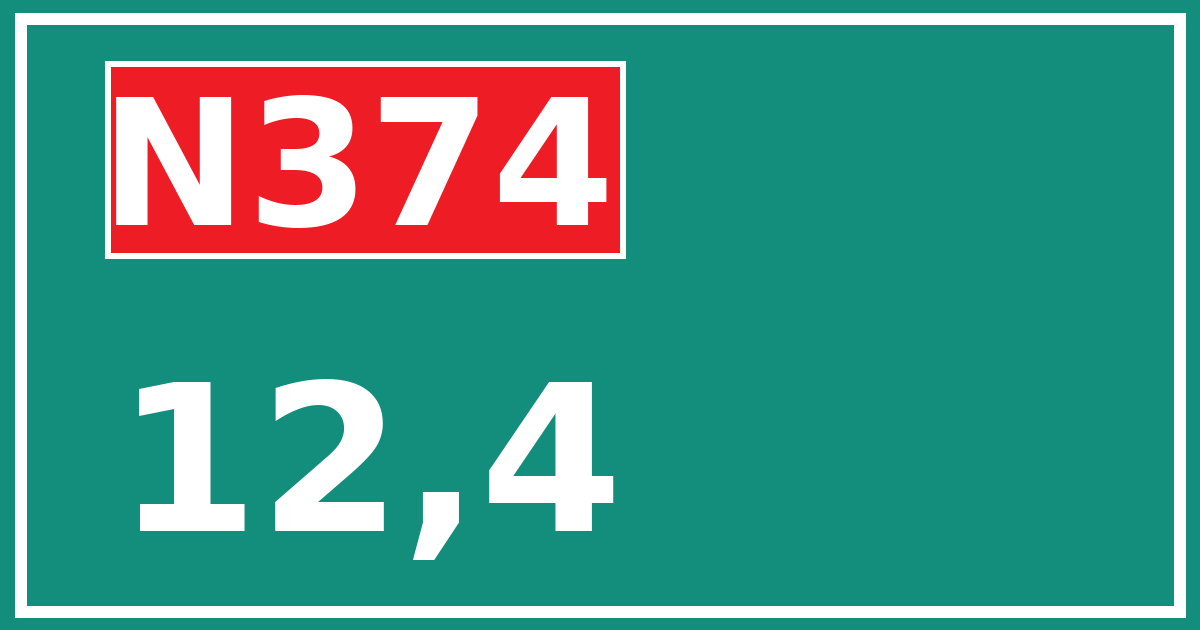 Hectometerbord N374 12,4