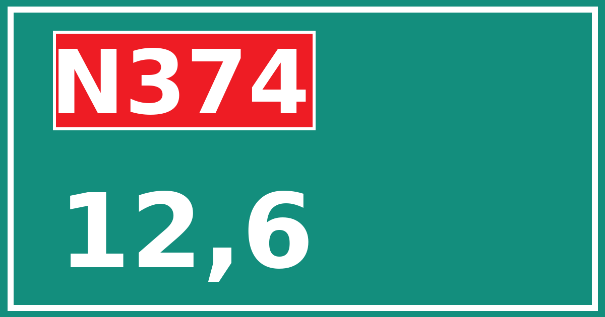 Hectometerbord N374 12,6