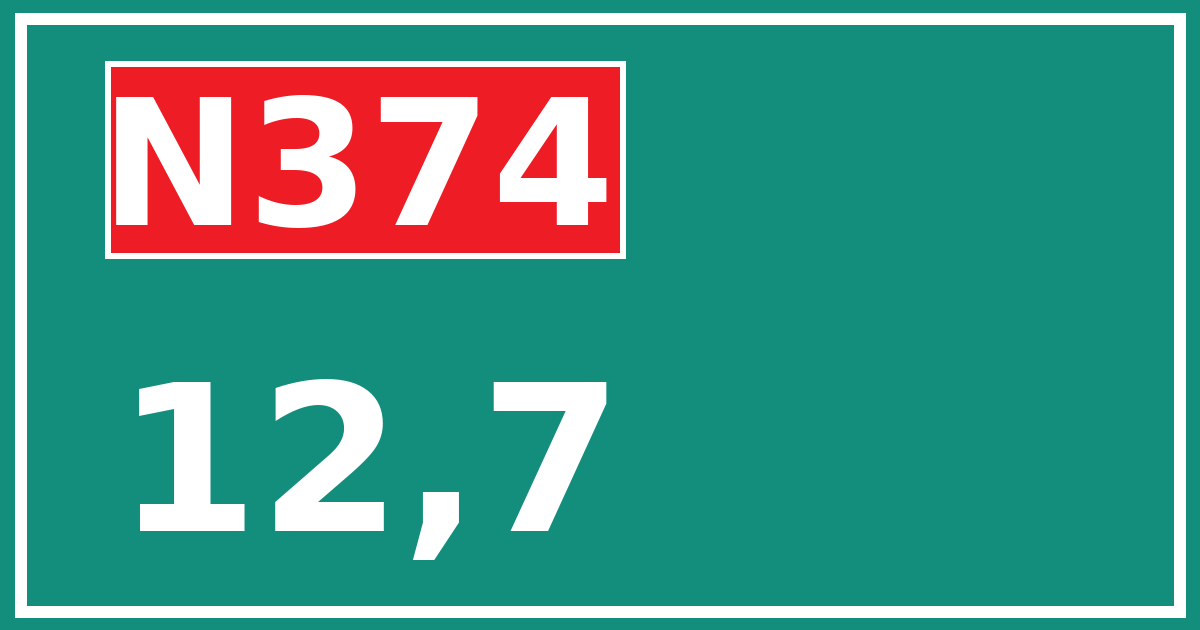 Hectometerbord N374 12,7