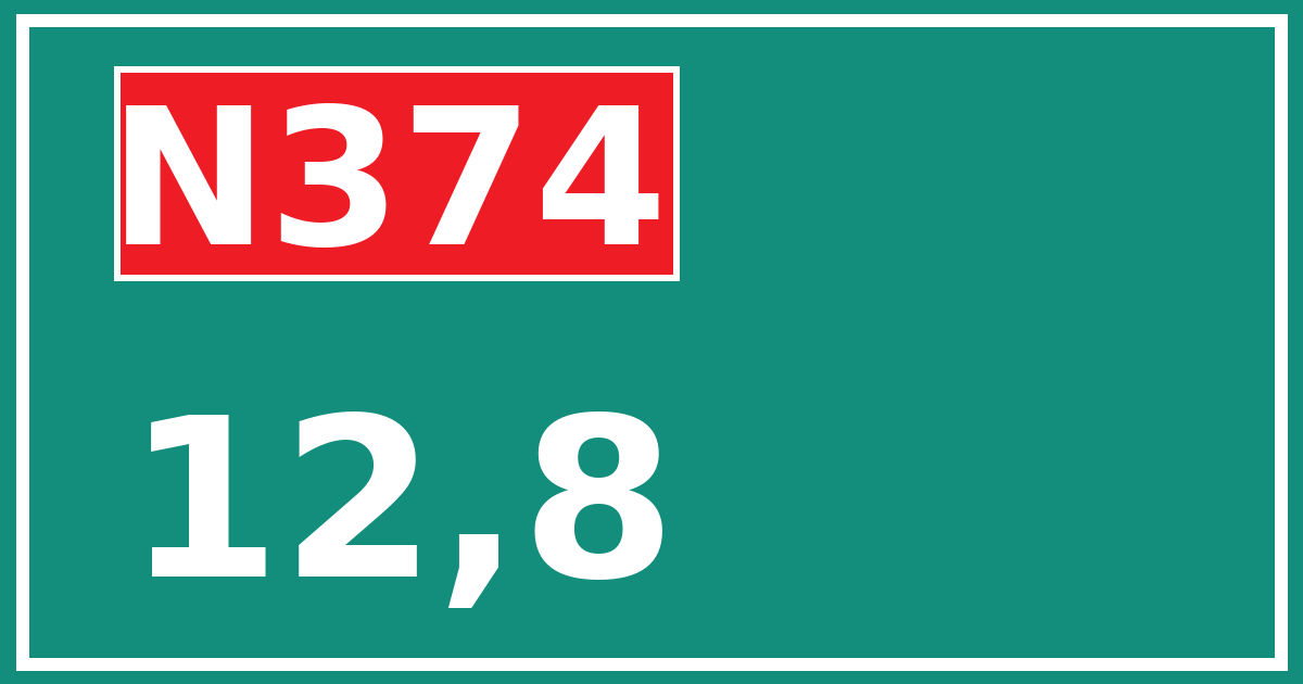 Hectometerbord N374 12,8