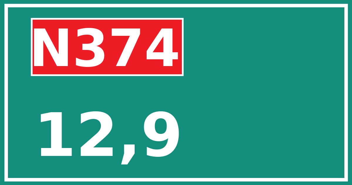 Hectometerbord N374 12,9