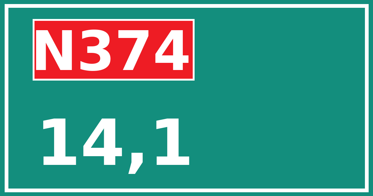 Hectometerbord N374 14,1