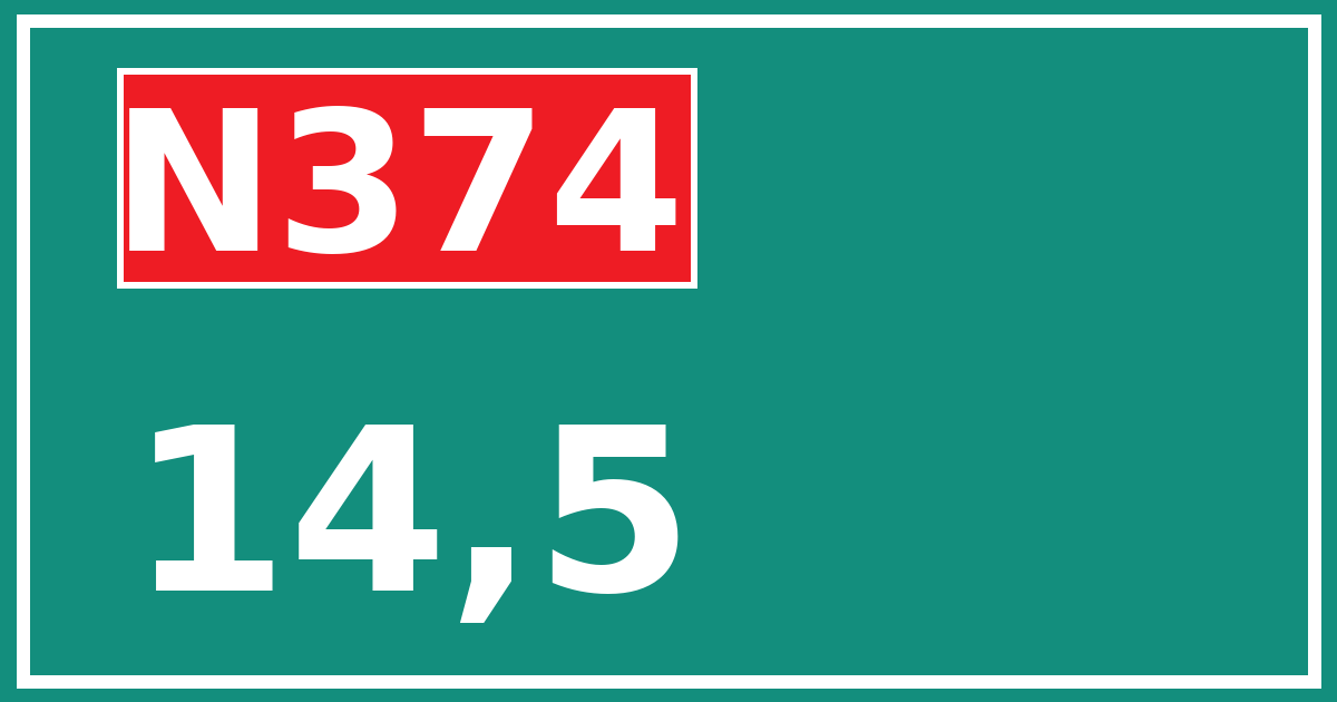 Hectometerbord N374 14,5