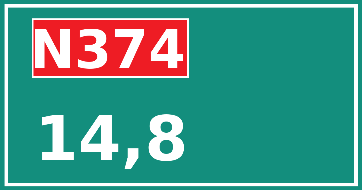 Hectometerbord N374 14,8
