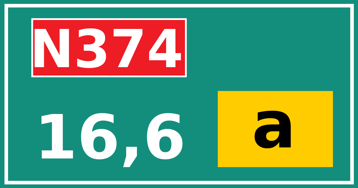 Hectometerbord N374 16,6 letter a