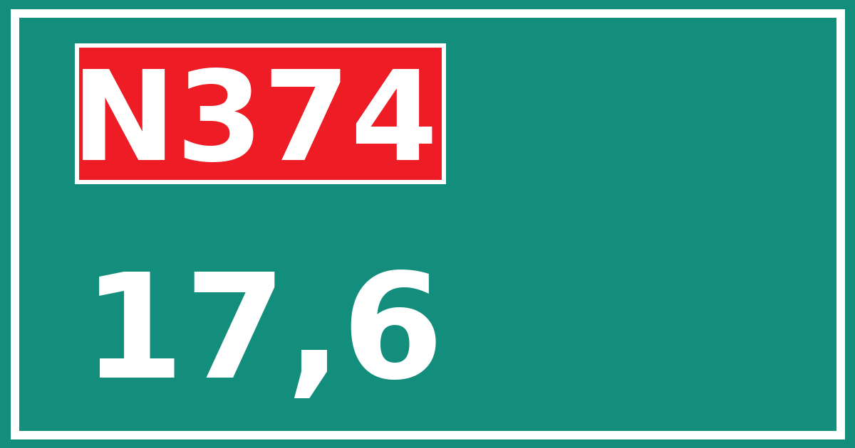 Hectometerbord N374 17,6