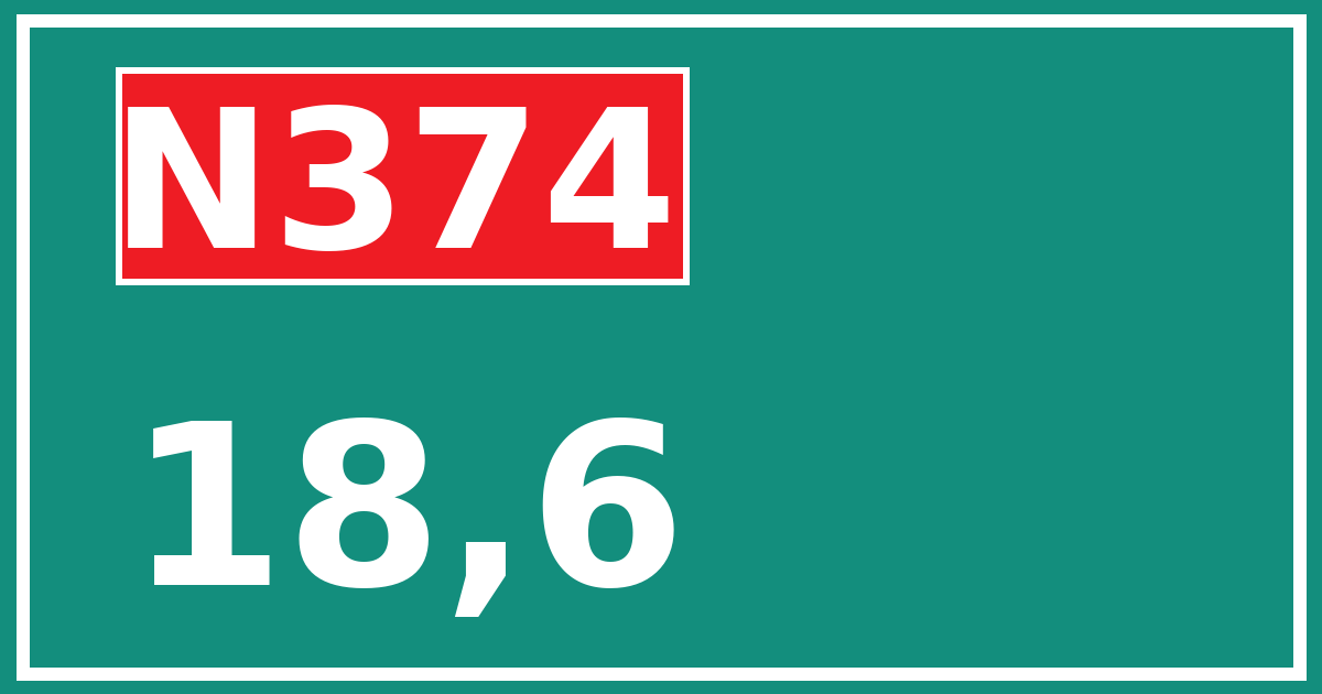 Hectometerbord N374 18,6