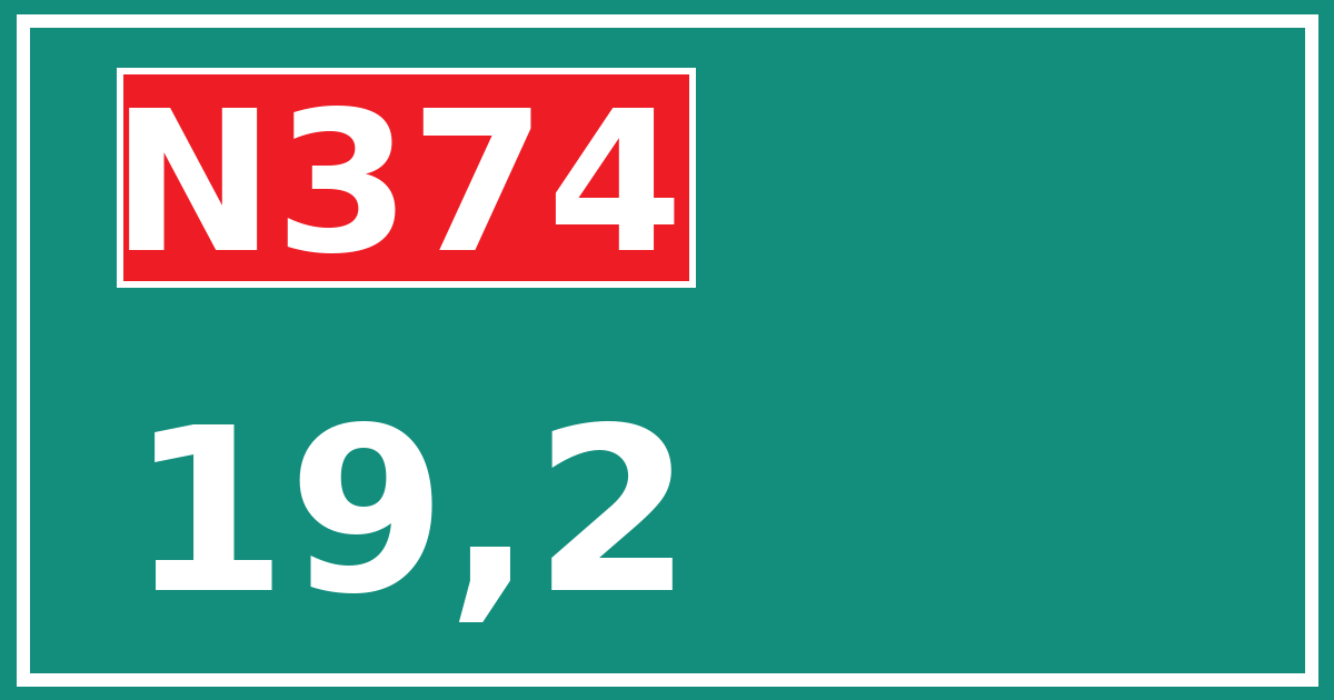 Hectometerbord N374 19,2