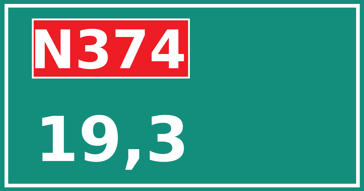 Hectometerbord N374 19,3