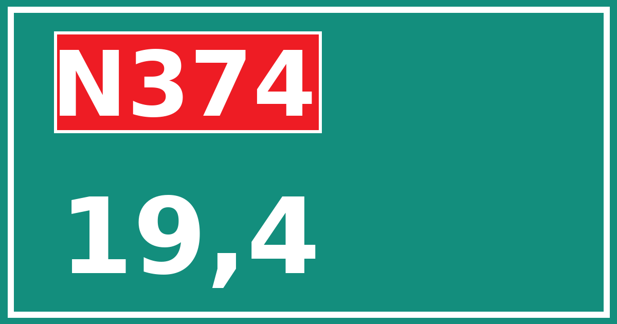 Hectometerbord N374 19,4