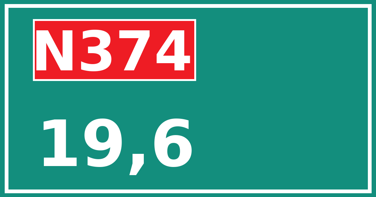 Hectometerbord N374 19,6