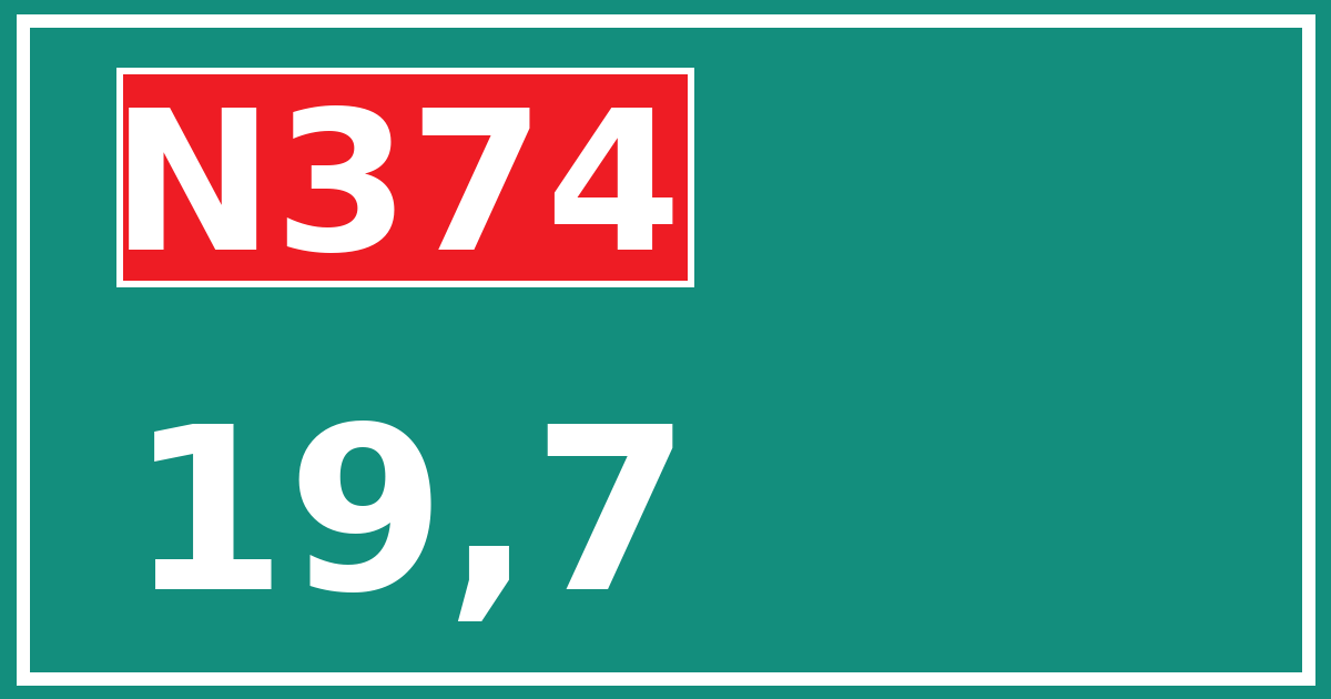 Hectometerbord N374 19,7