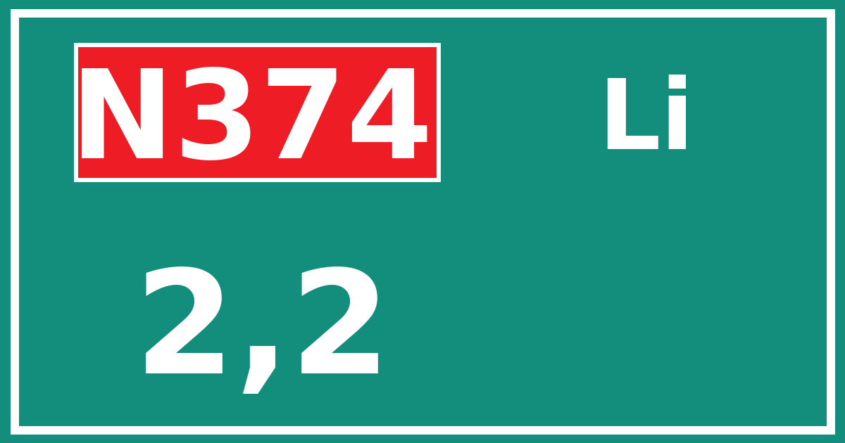 Hectometerbord N374 2,2 zijde Li