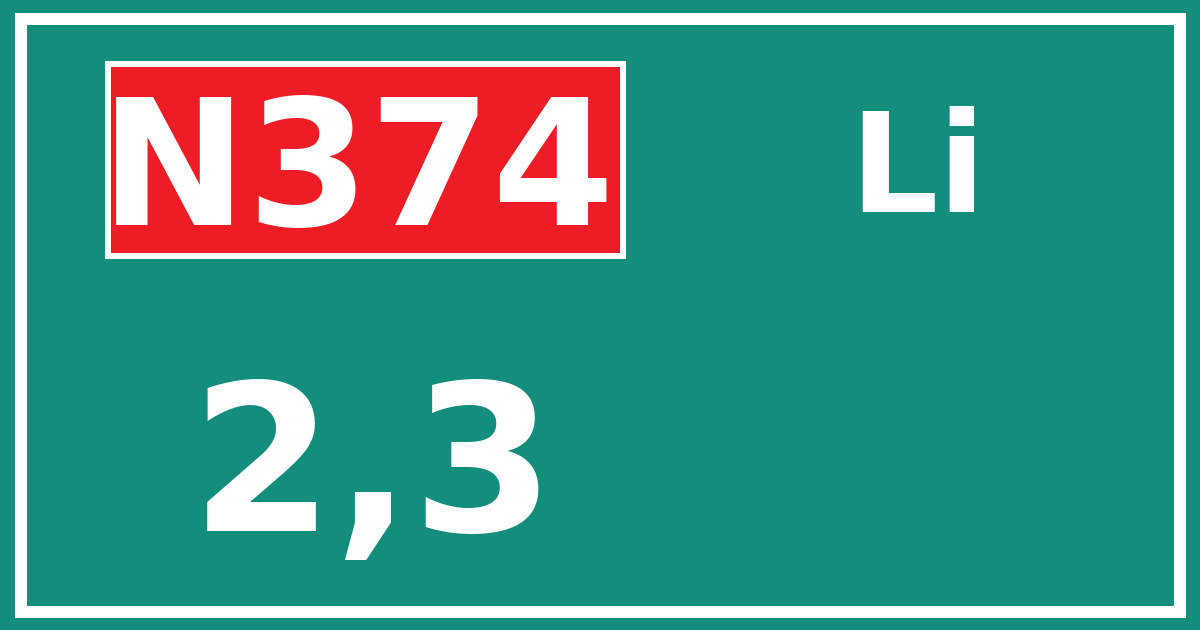 Hectometerbord N374 2,3 zijde Li