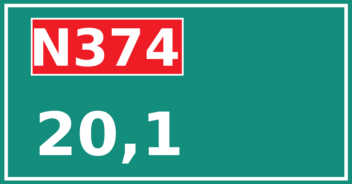 Hectometerbord N374 20,1