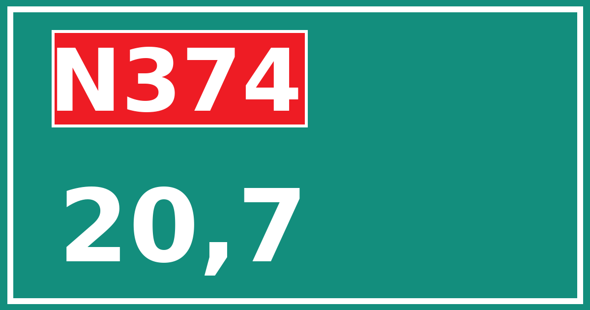 Hectometerbord N374 20,7
