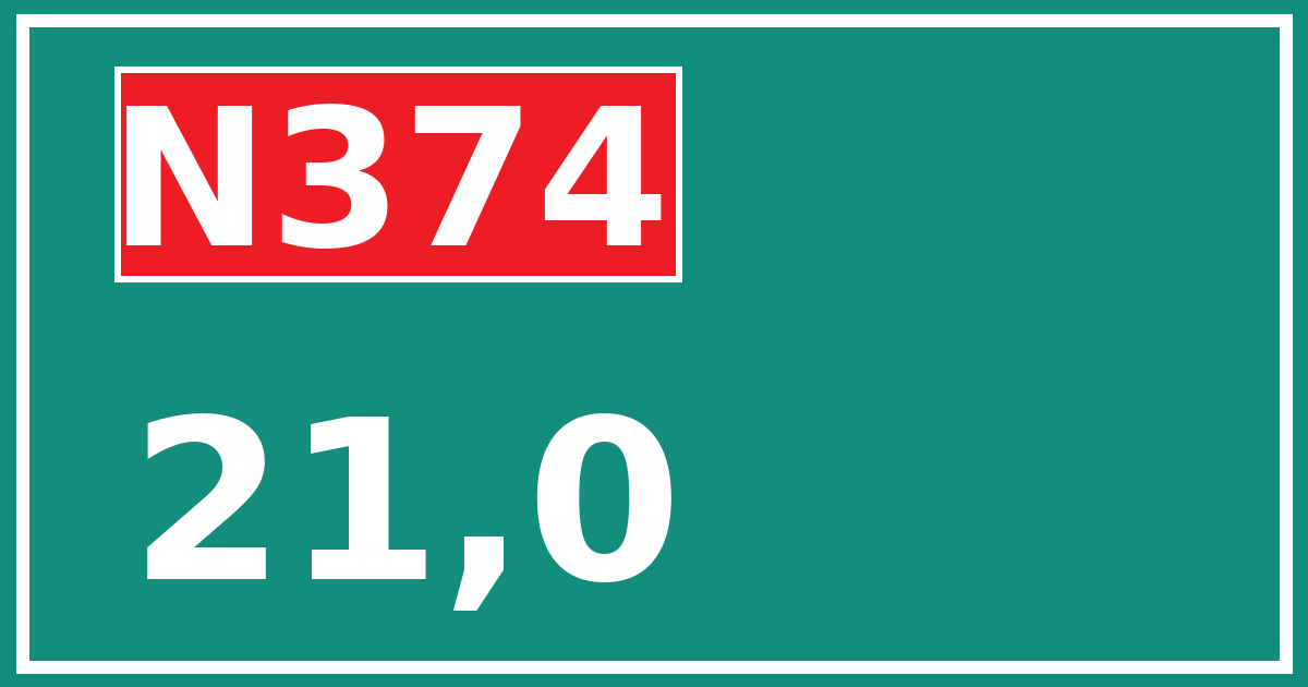 Hectometerbord N374 21,0