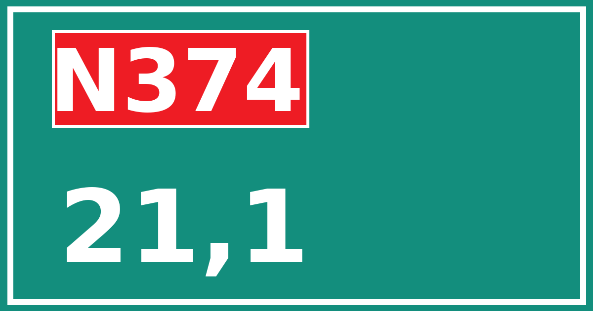 Hectometerbord N374 21,1