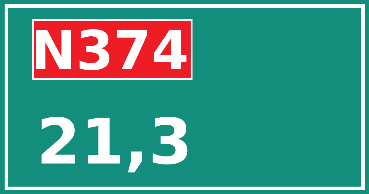 Hectometerbord N374 21,3