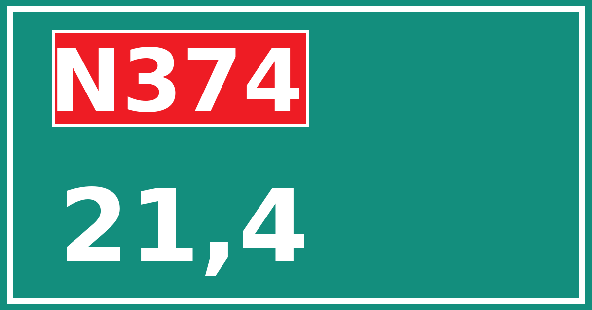 Hectometerbord N374 21,4