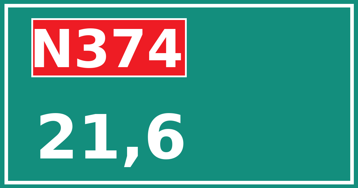 Hectometerbord N374 21,6
