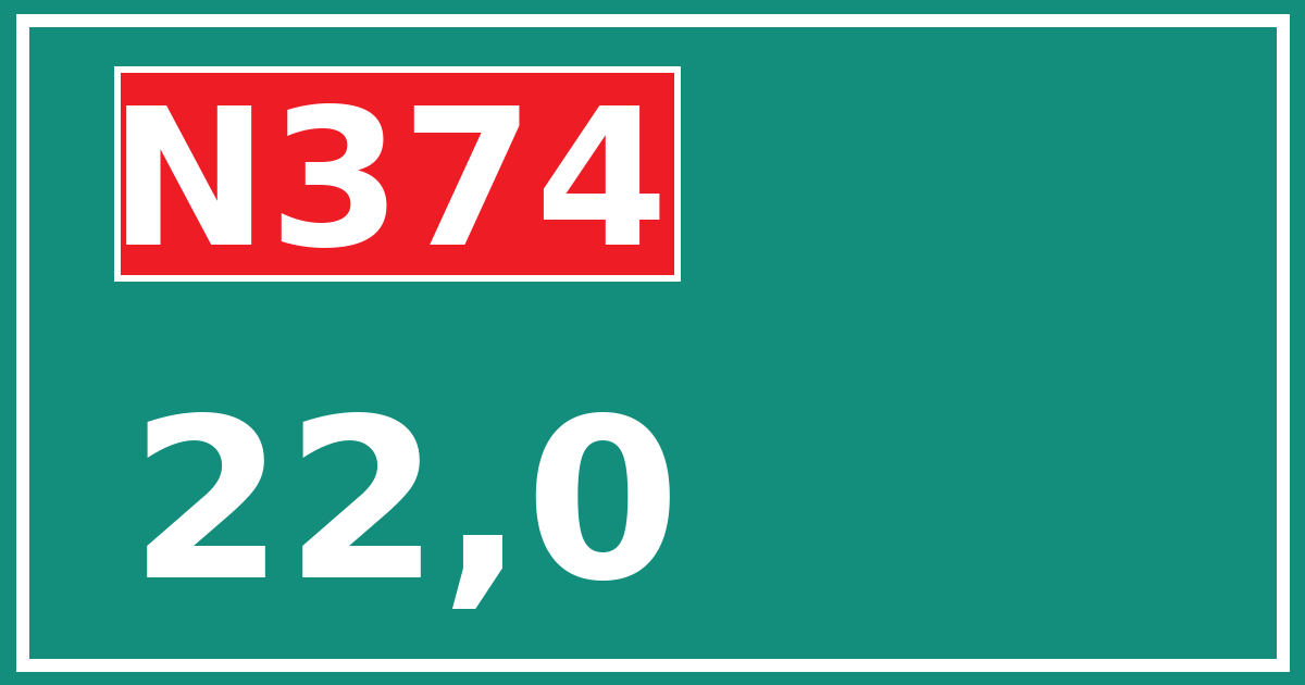 Hectometerbord N374 22,0