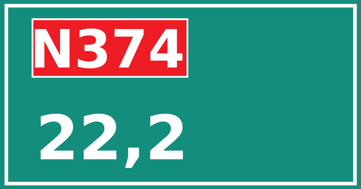 Hectometerbord N374 22,2