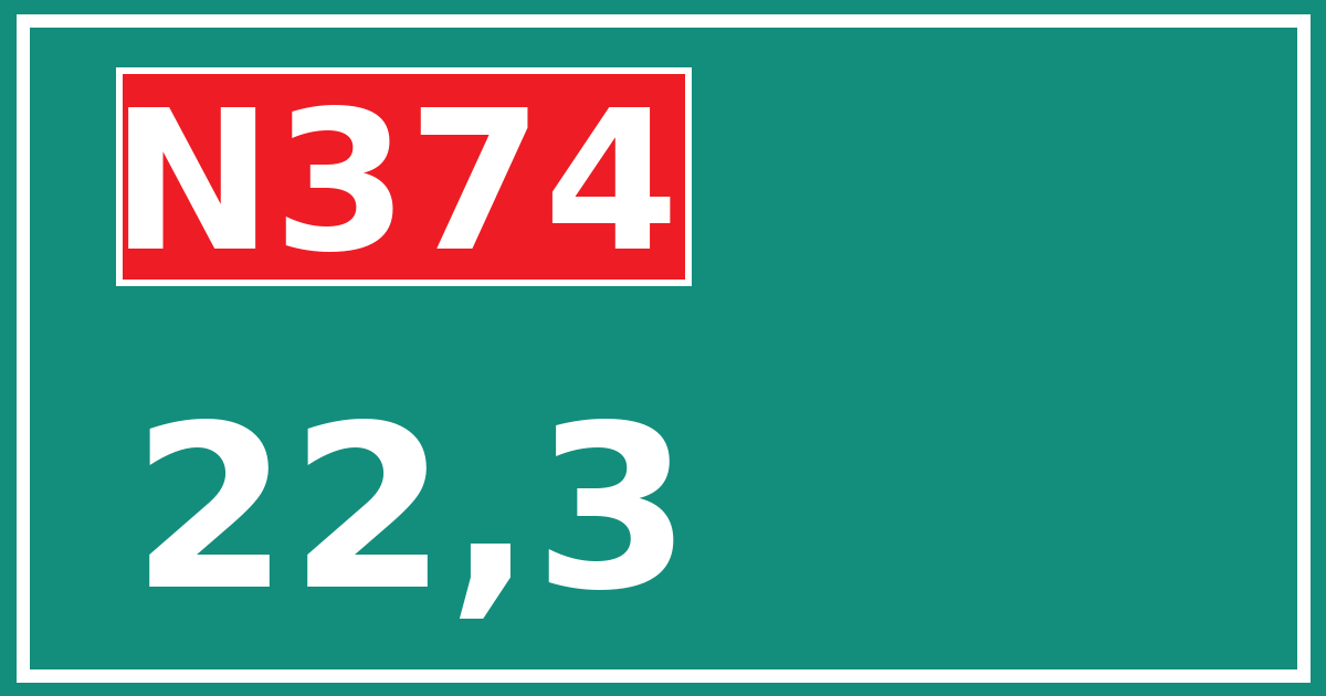 Hectometerbord N374 22,3