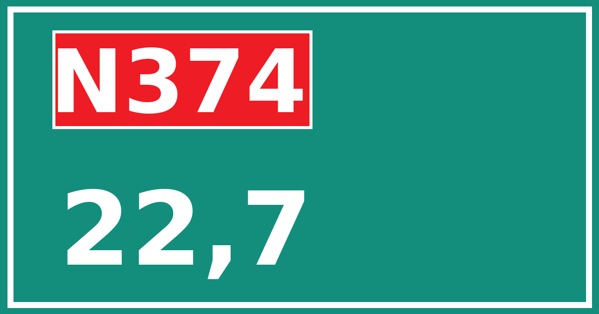 Hectometerbord N374 22,7