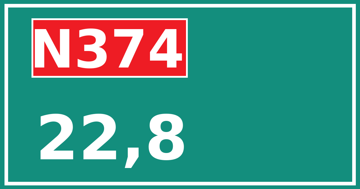 Hectometerbord N374 22,8