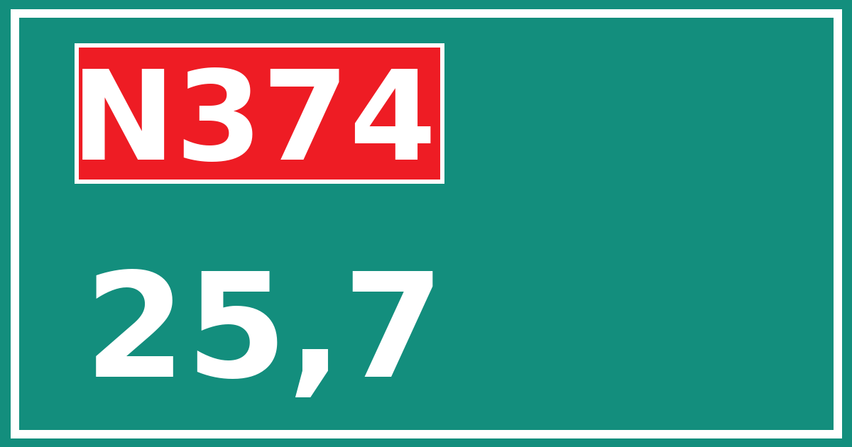 Hectometerbord N374 25,7