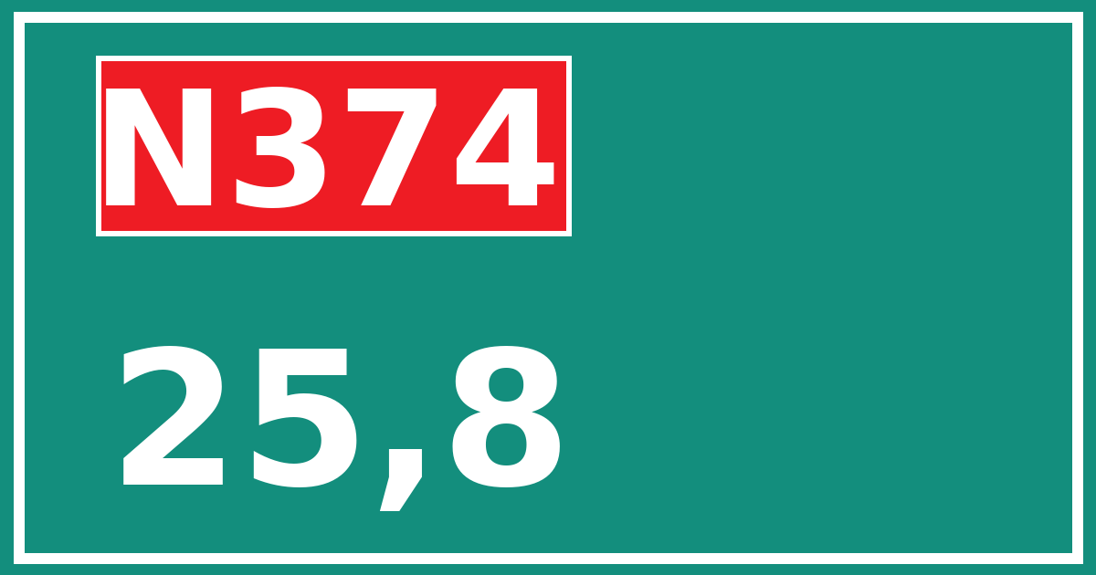 Hectometerbord N374 25,8