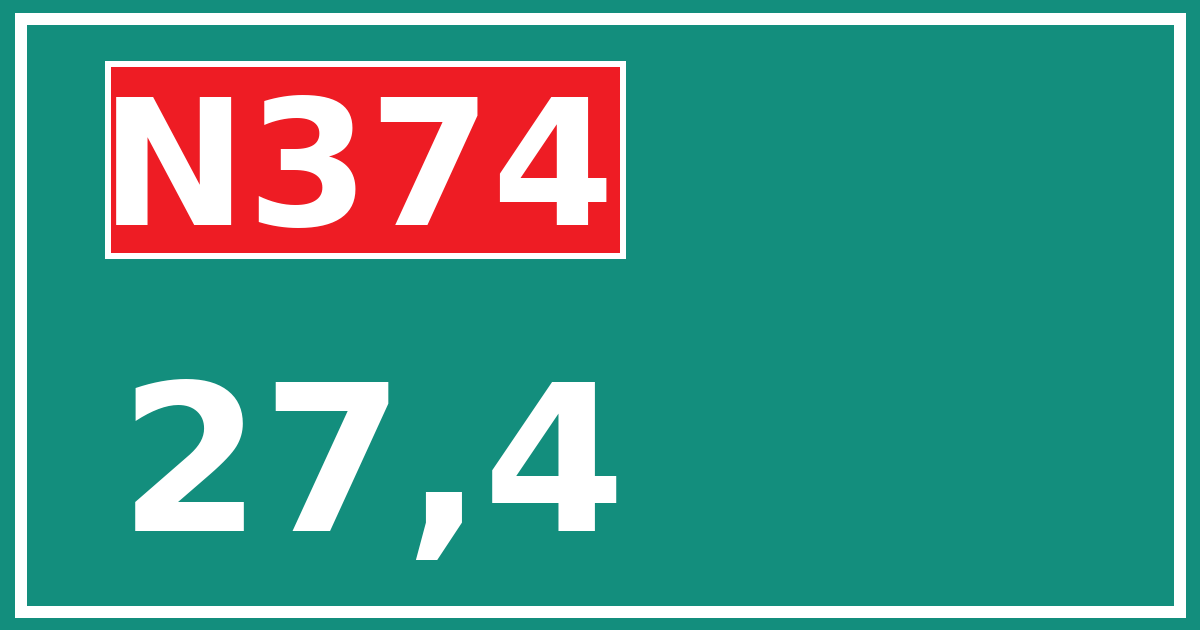 Hectometerbord N374 27,4