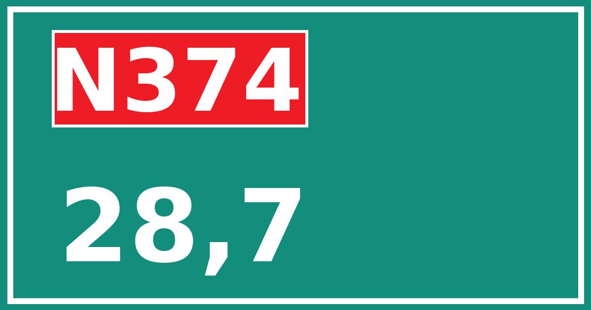 Hectometerbord N374 28,7