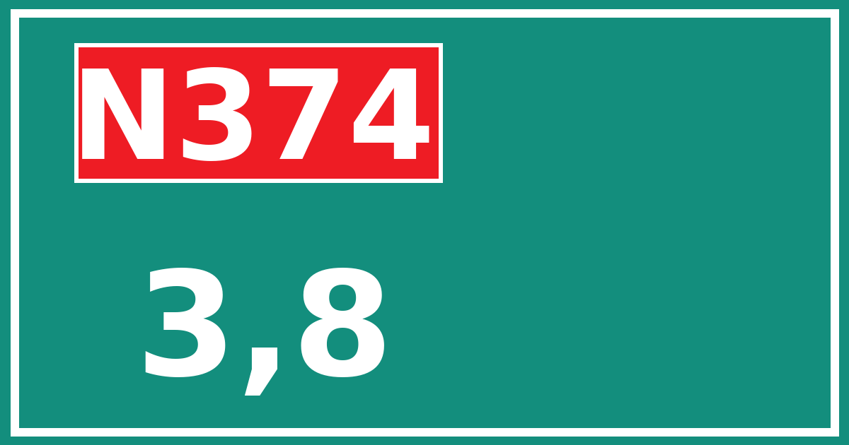 Hectometerbord N374 3,8