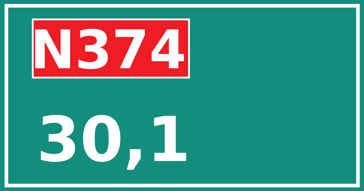 Hectometerbord N374 30,1