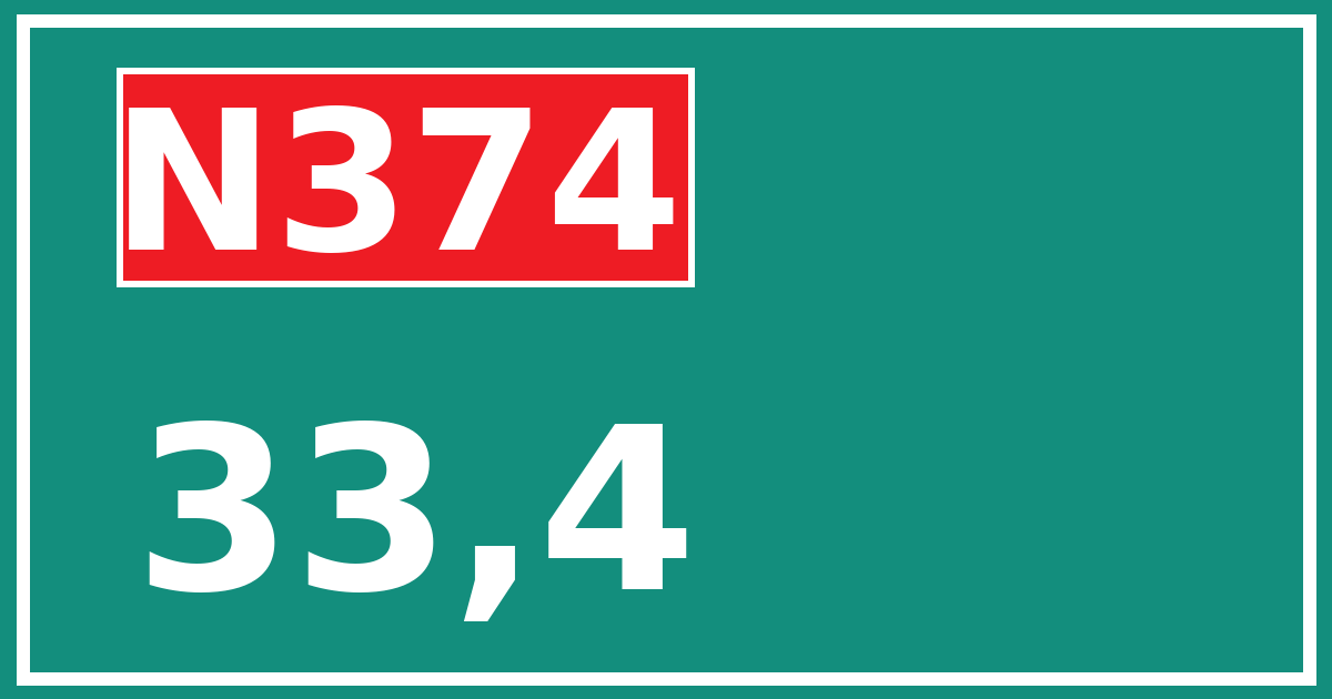 Hectometerbord N374 33,4