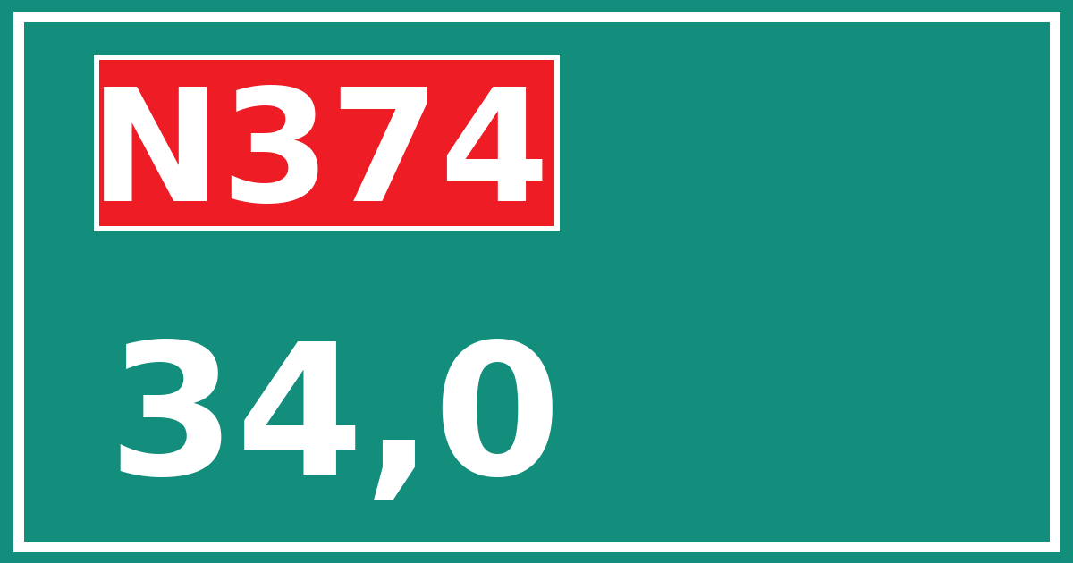 Hectometerbord N374 34,0
