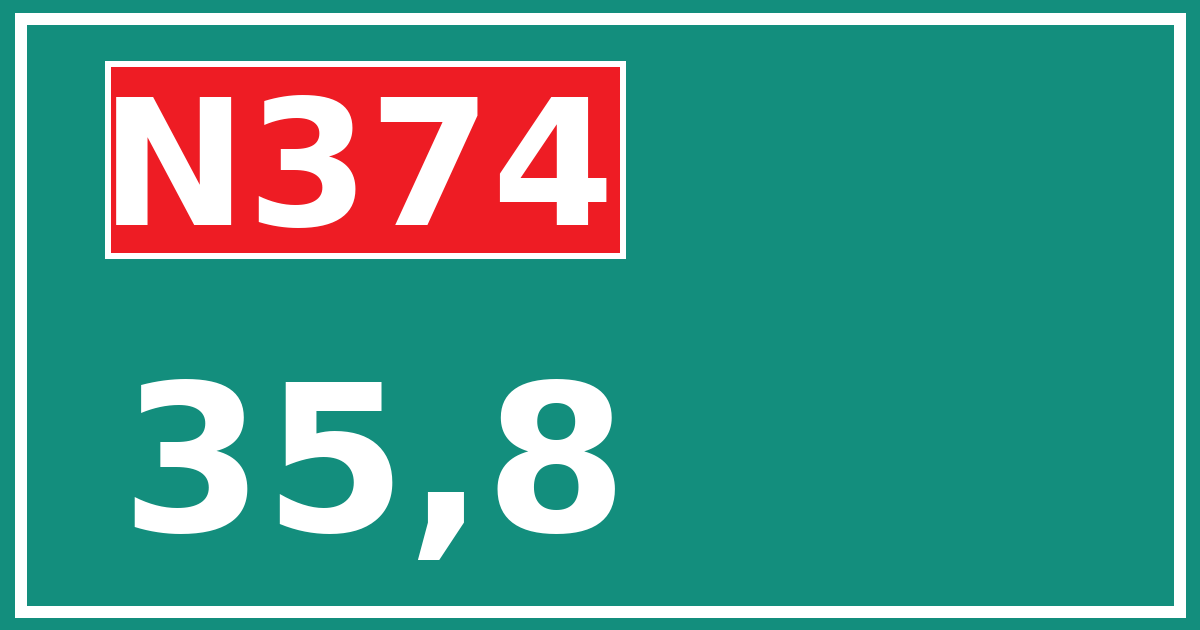 Hectometerbord N374 35,8