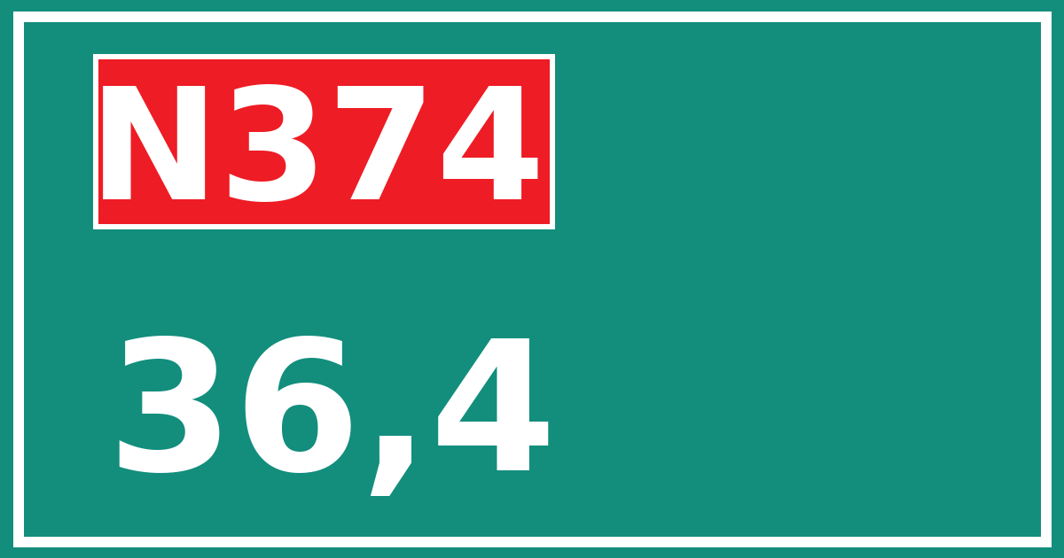 Hectometerbord N374 36,4
