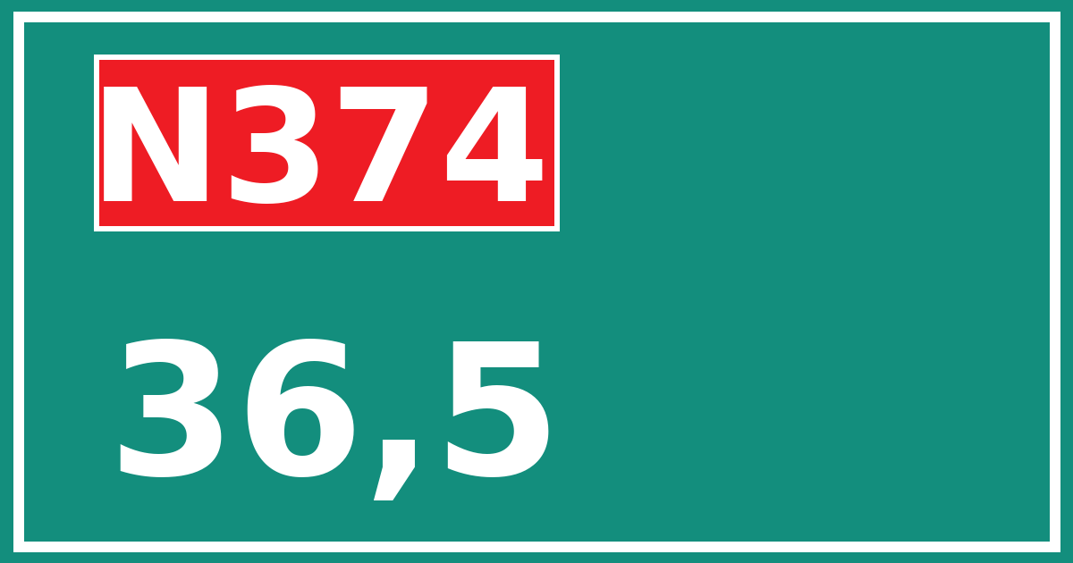 Hectometerbord N374 36,5