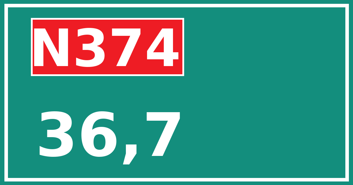 Hectometerbord N374 36,7