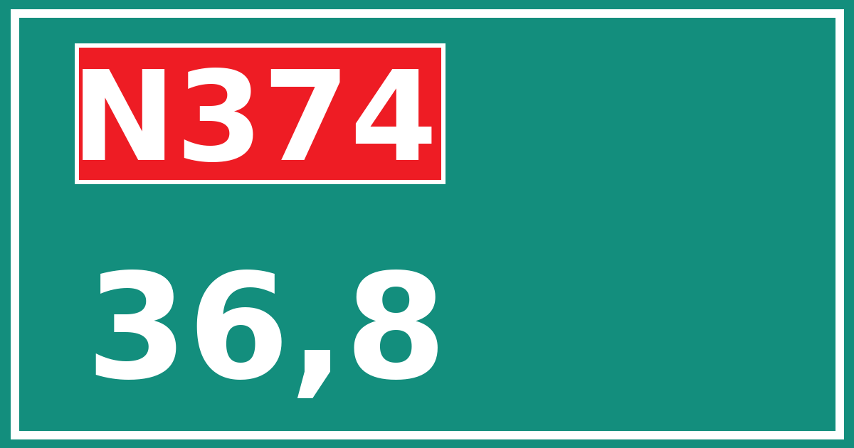 Hectometerbord N374 36,8