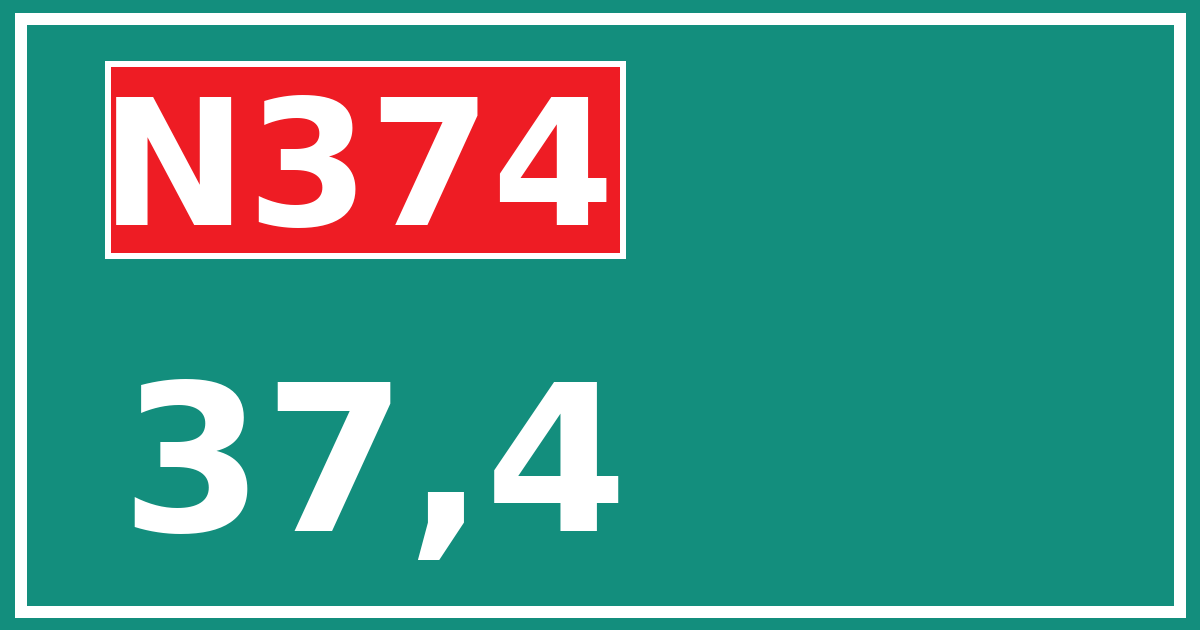 Hectometerbord N374 37,4