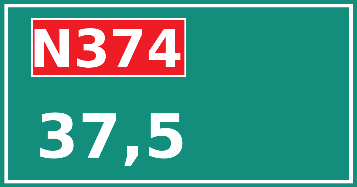 Hectometerbord N374 37,5